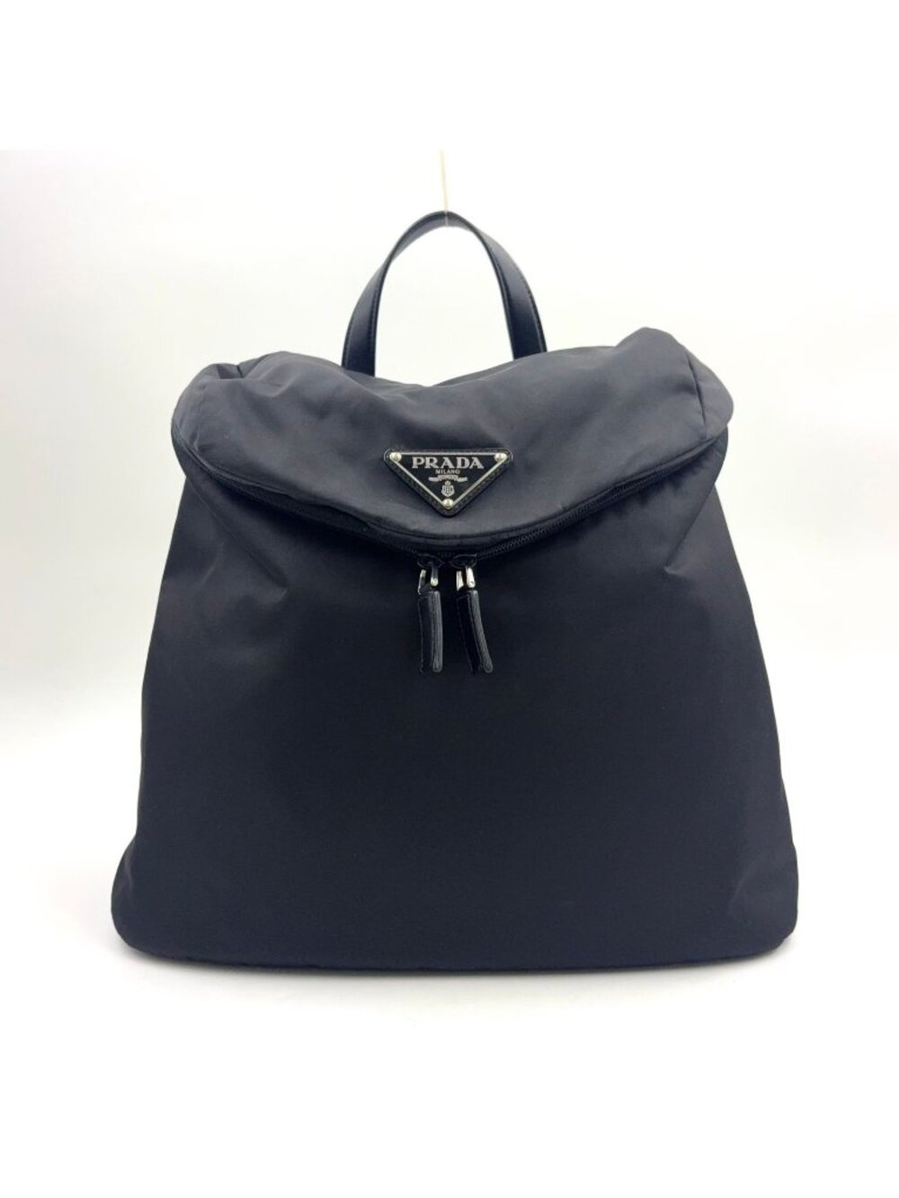 Prada Leather Nylon Black Backpack Silver